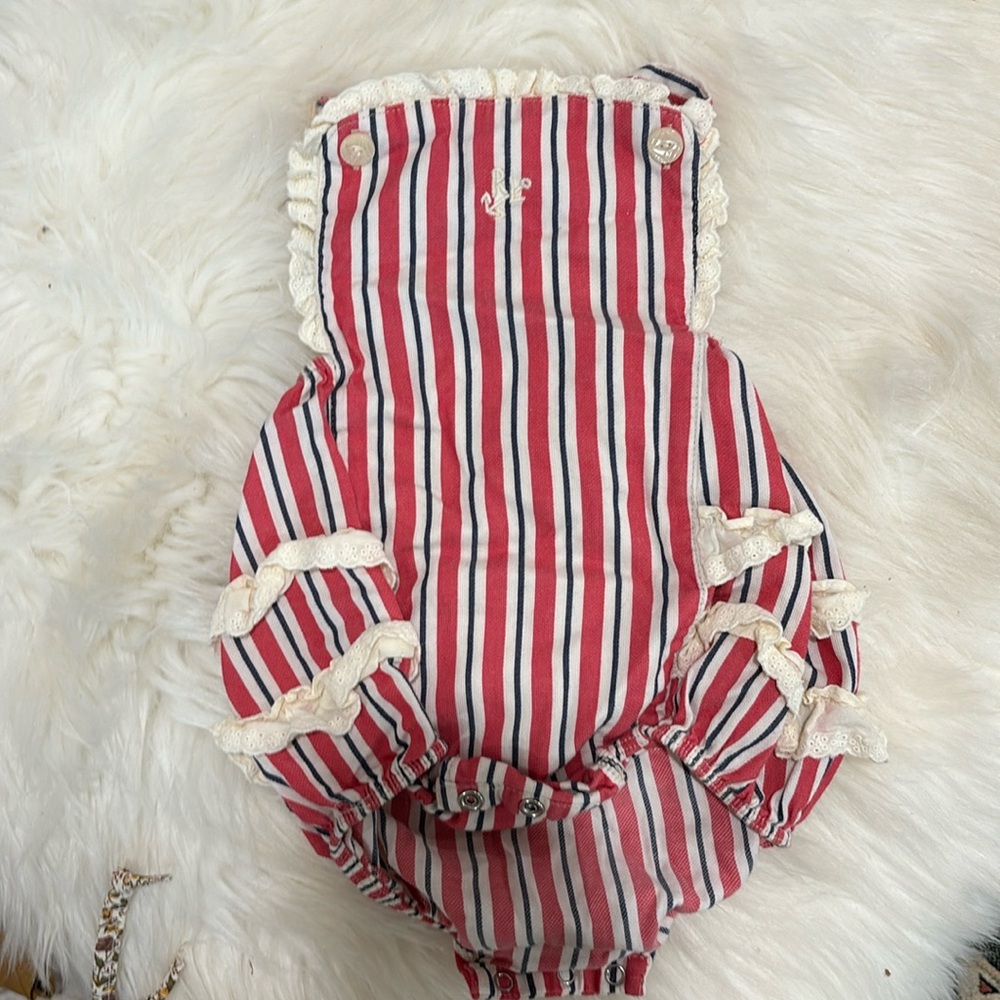 Ralph Lauren baby ruffled cross tie back romper. Size 3m